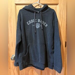 Eddie Bauer Men's fleece pullover hoodie Charcoal grey size L